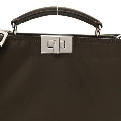 Fendi Nylon Vitello Cover Logo Embossed Mini Peekaboo I SEE U Satchel Ebano Sunflower 7 of 11