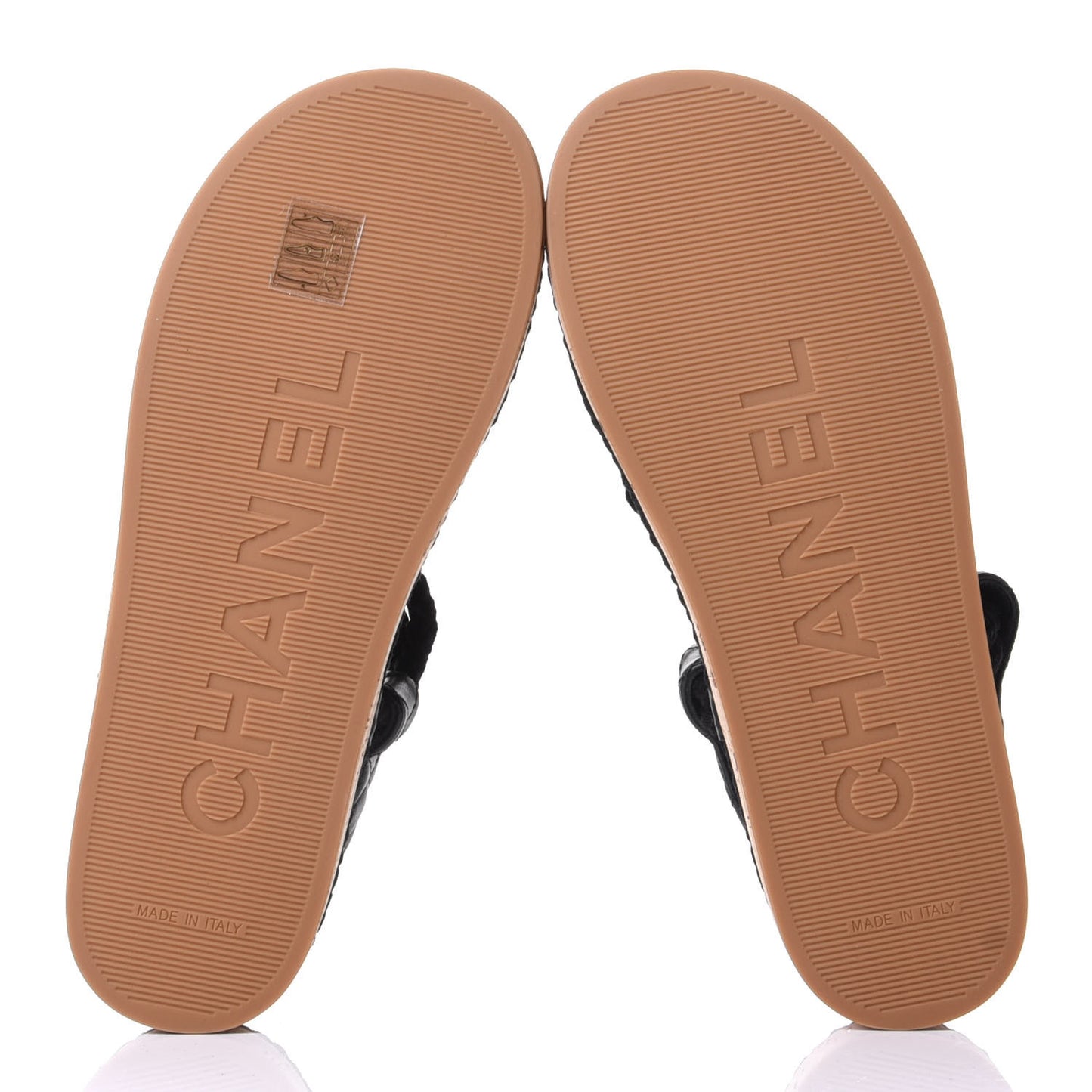 Cord Lambskin Quilted Logo Sandals 39 Black