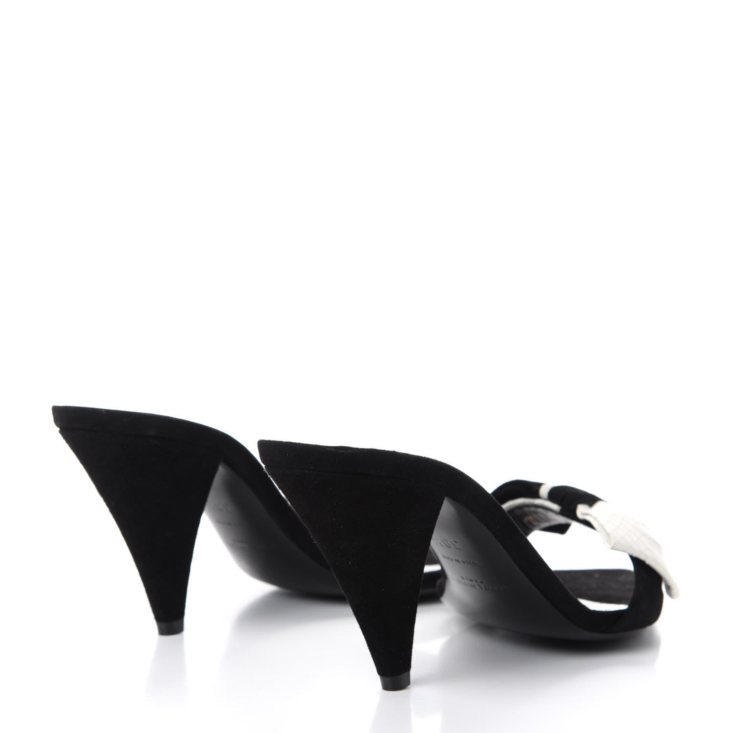 Saint Laurent Suede Snakeskin Ayers Sandals 38.5 Black White 4 of 11
