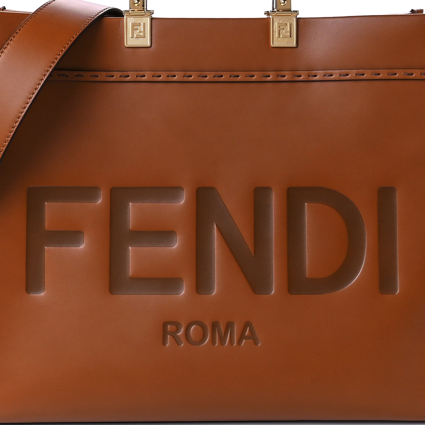 Vitello King Plexiglass Medium Fendi Sunshine Shopper Tote Cuoio
