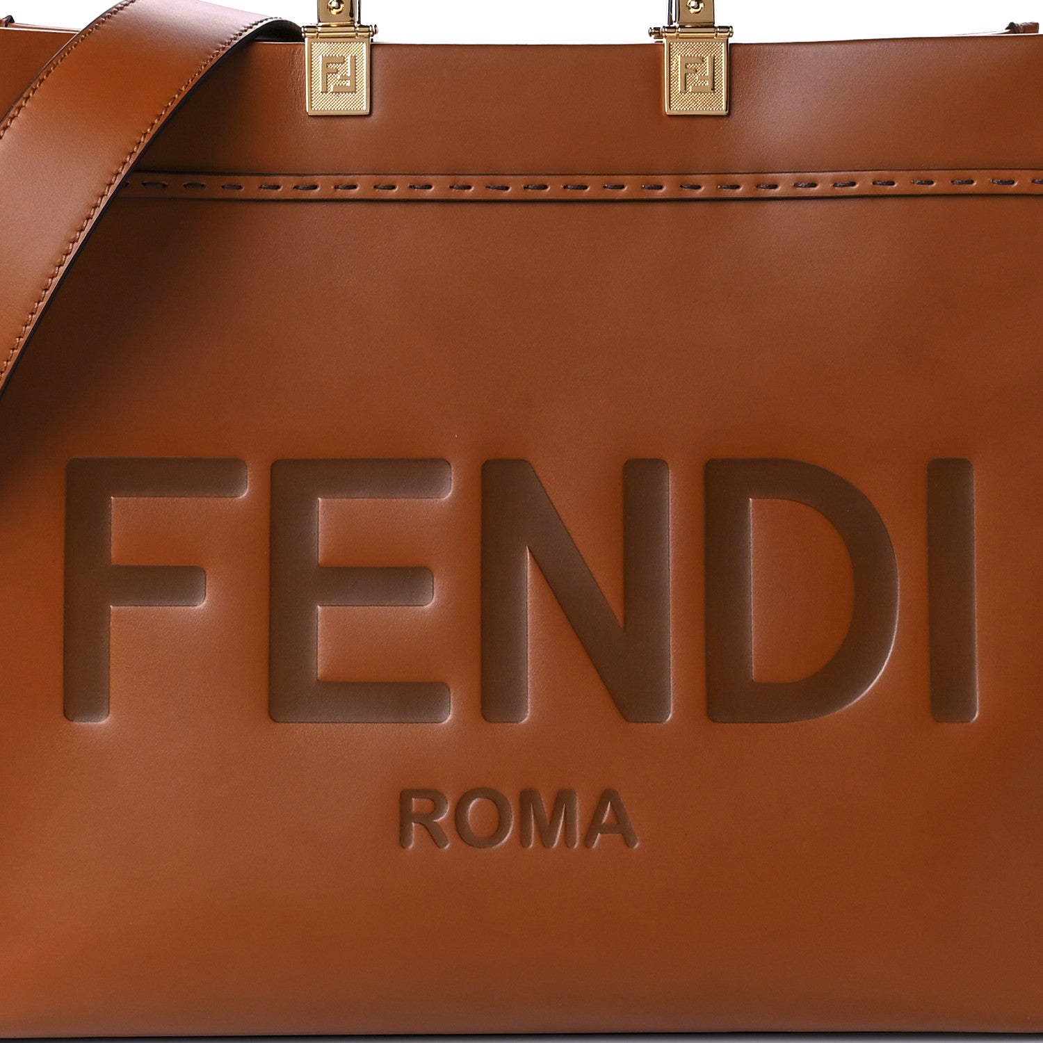 Fendi Vitello King Plexiglass Medium Fendi Sunshine Shopper Tote Cuoio 8 of 9