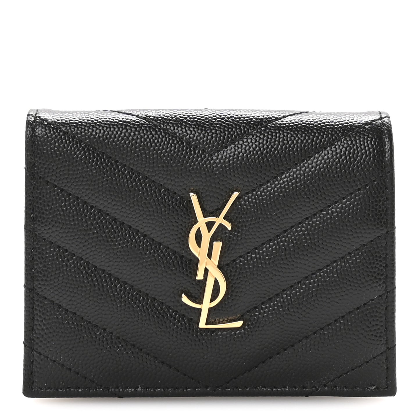 Grain De Poudre Matelasse Chevron Monogram Flap Card Case Black