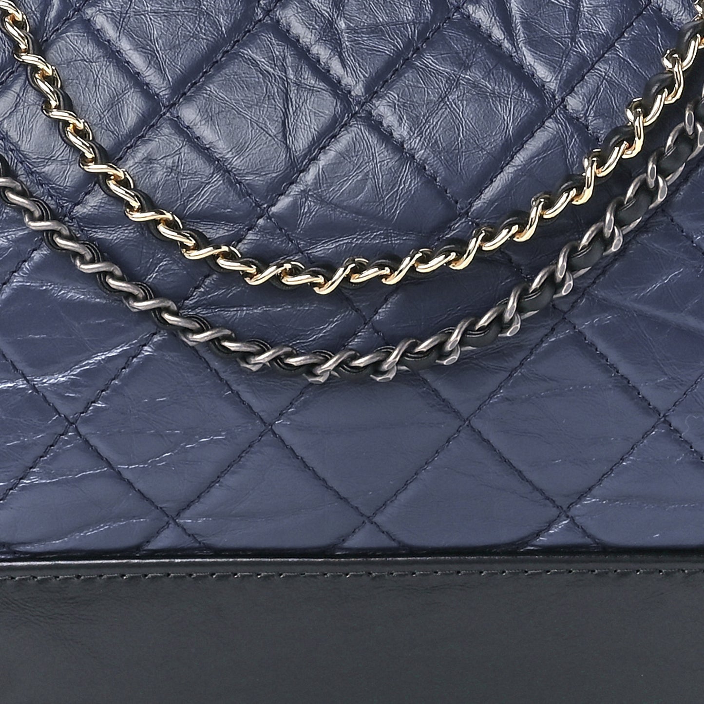 Aged Calfskin Quilted Medium Gabrielle Hobo Navy Black