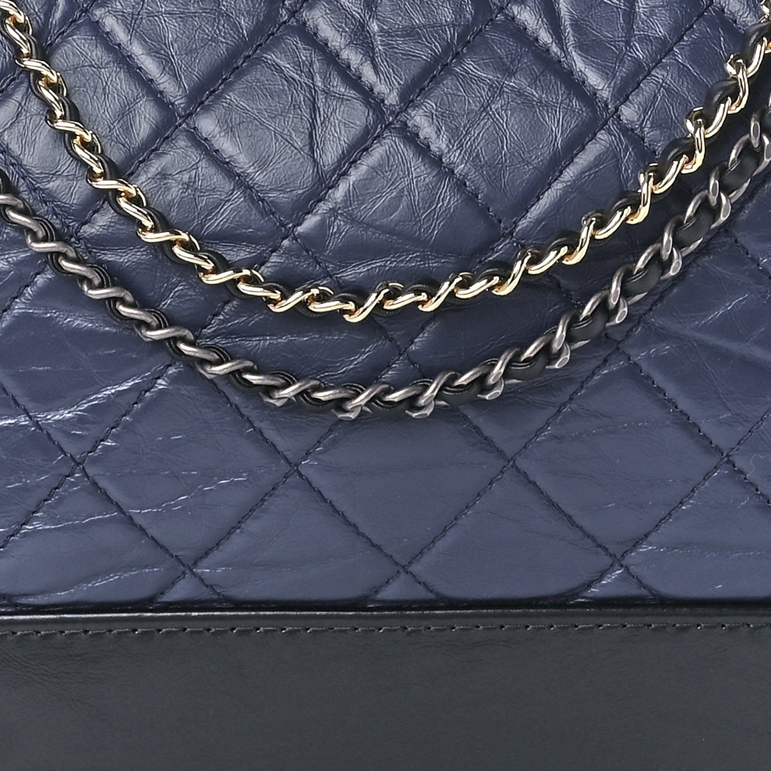 Chanel Aged Calfskin Quilted Medium Gabrielle Hobo Navy Black 8 of 11