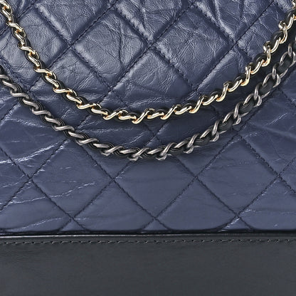 Chanel Aged Calfskin Quilted Medium Gabrielle Hobo Navy Black 8 of 11