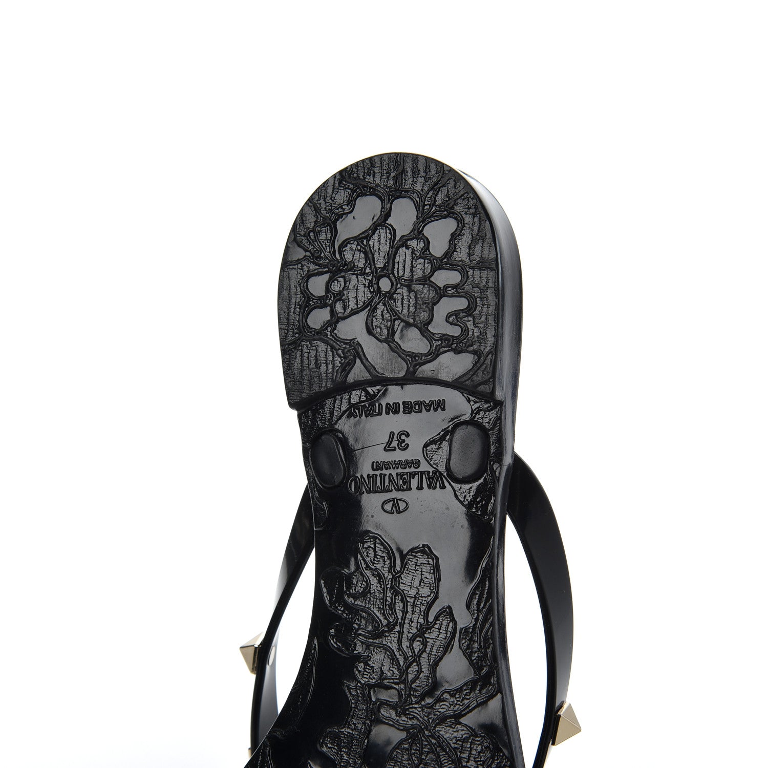 Valentino Garavani PVC Jelly Rockstud Bow Thong Sandals 37 Black 10 of 13