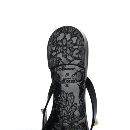 Valentino Garavani PVC Jelly Rockstud Bow Thong Sandals 37 Black 10 of 13