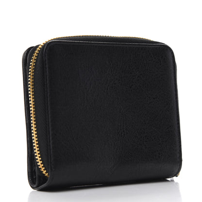 Balenciaga Agneau Classic Gold Hardware Compact Wallet Black 3 of 7