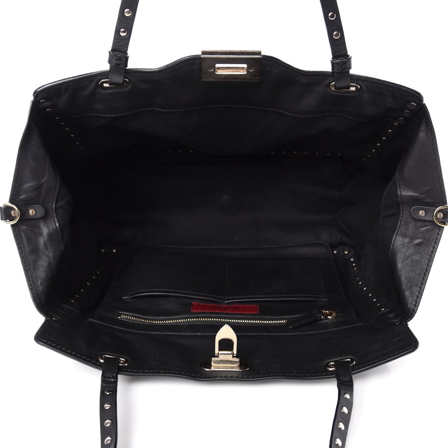 Vitello Medium Rockstud Tote Black
