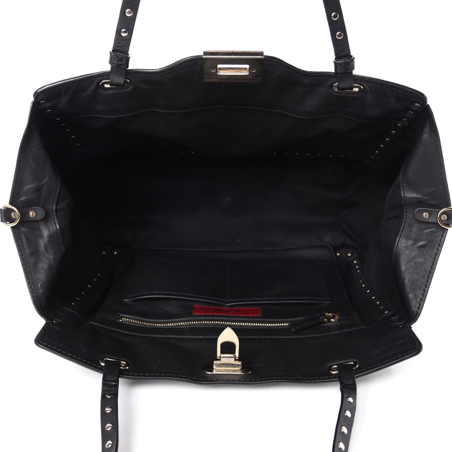 Valentino Garavani Vitello Medium Rockstud Tote Black 6 of 14