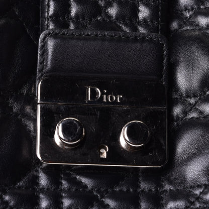 Christian Dior Lambskin Cannage Lock Tote Black 6 of 6