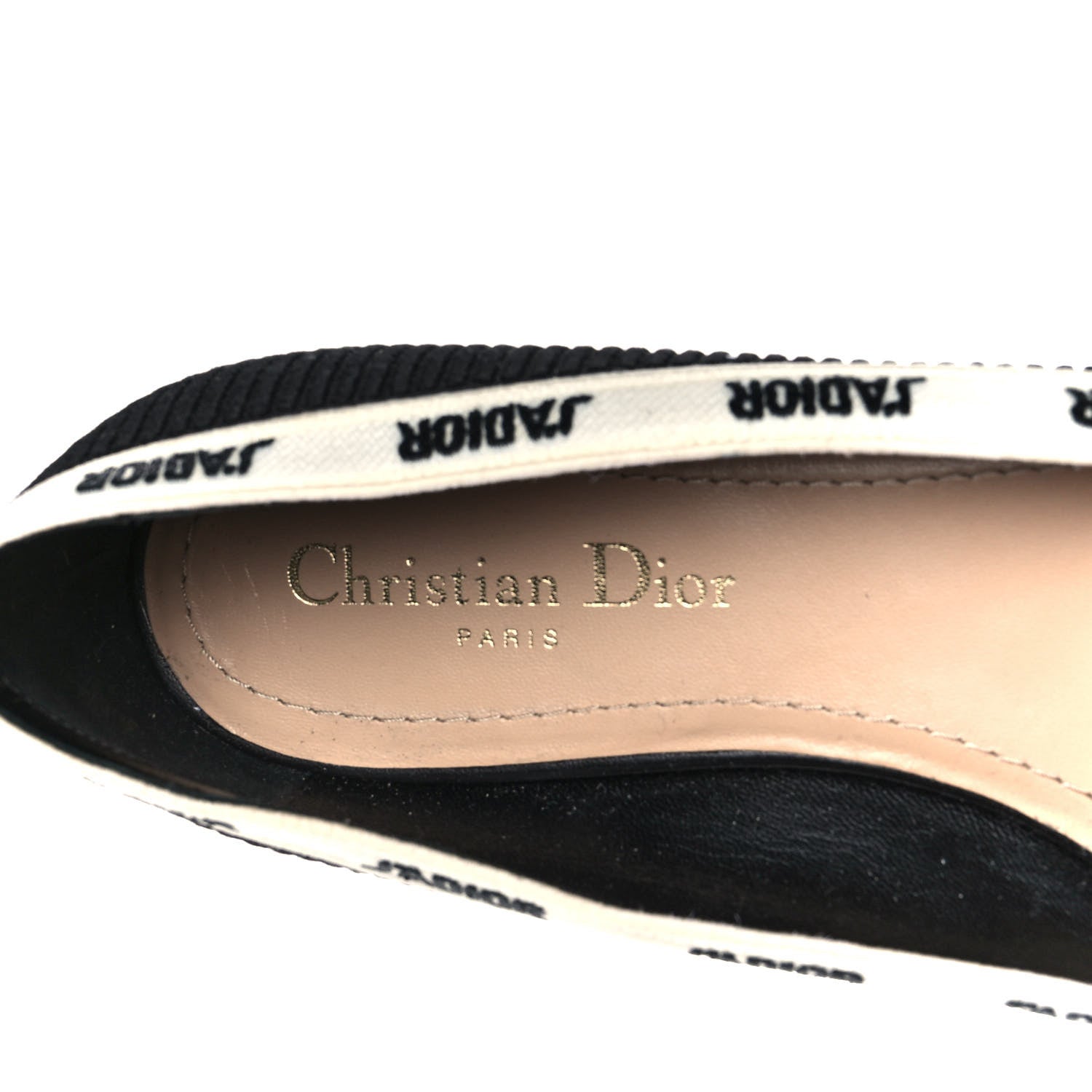 Christian Dior Fabric Ribbon Embroidered J'Adior Ballet Flats 37 Black 7 of 10