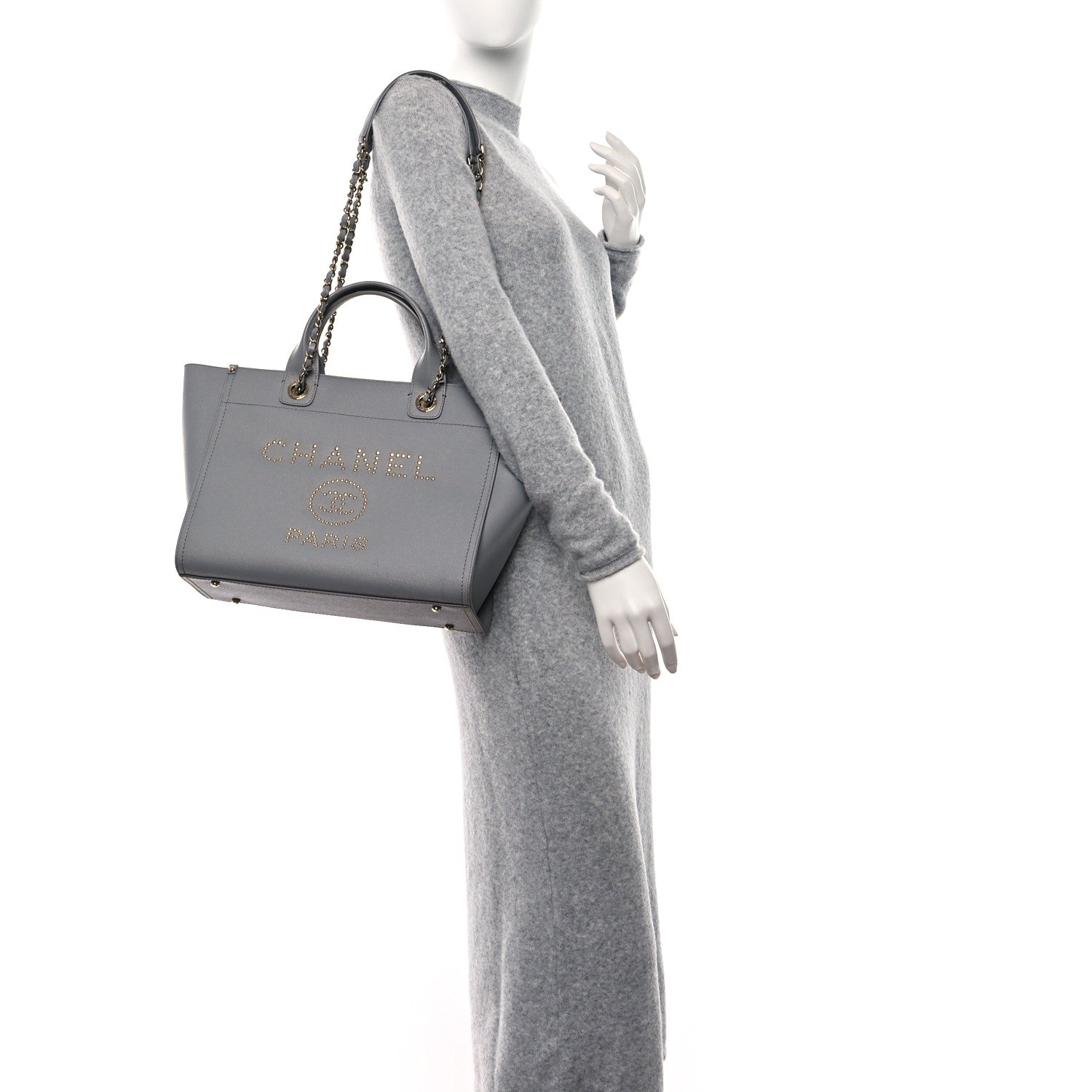 Chanel Caviar Studded Small Deauville Tote Grey 2 of 14