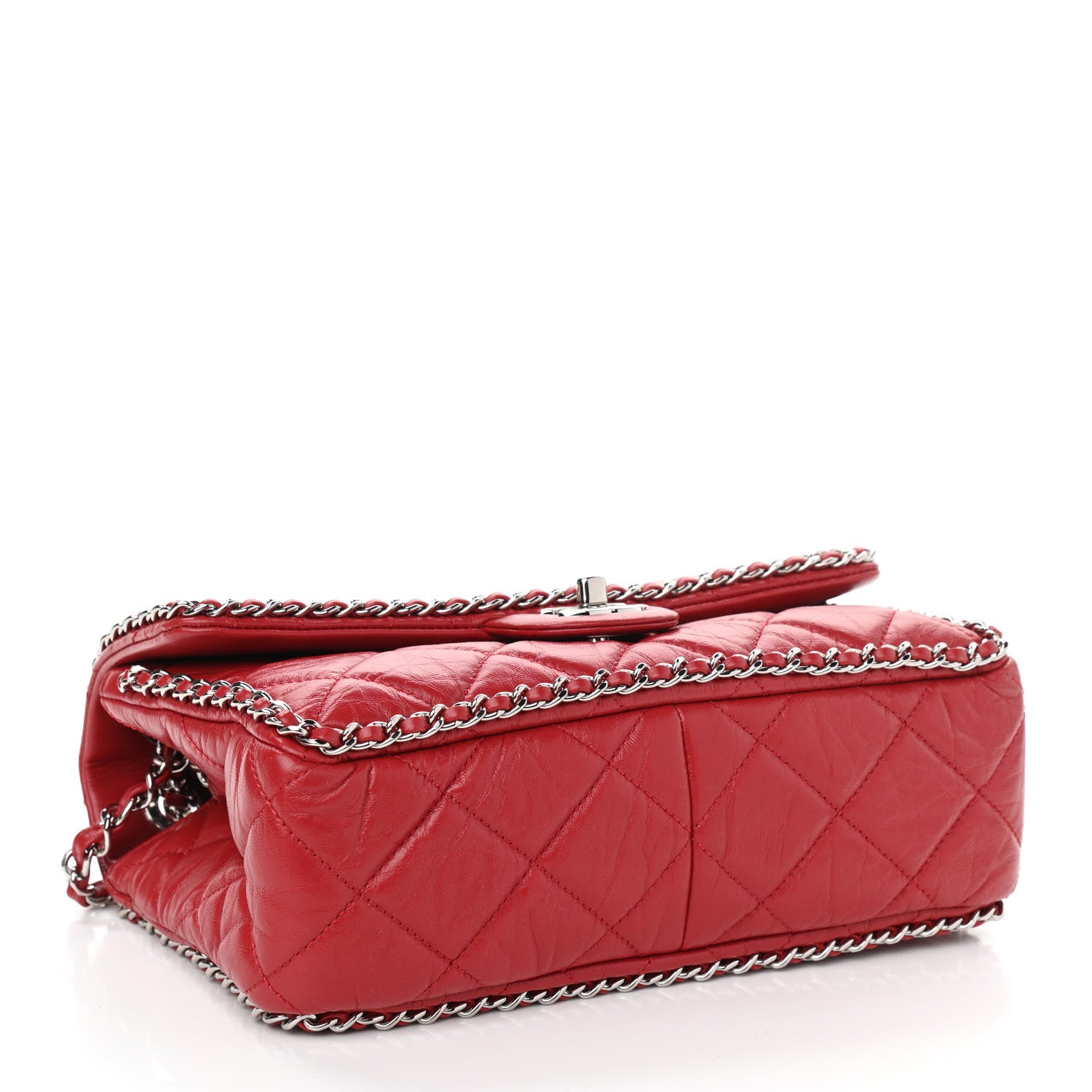 Chanel Crumpled Calfskin Medium Chain All Over Flap Red 4 of 10