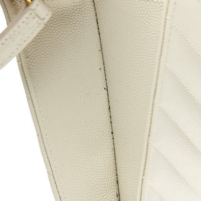 Saint Laurent Grain De Poudre Matelasse Chevron Monogram Envelope Clutch Crema Soft 8 of 11