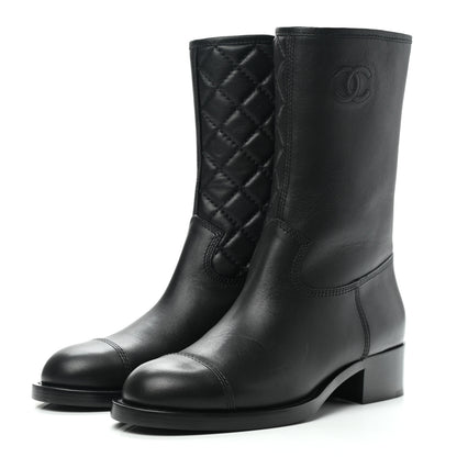 Chanel Calfskin CC Boots 39 Black 3 of 9