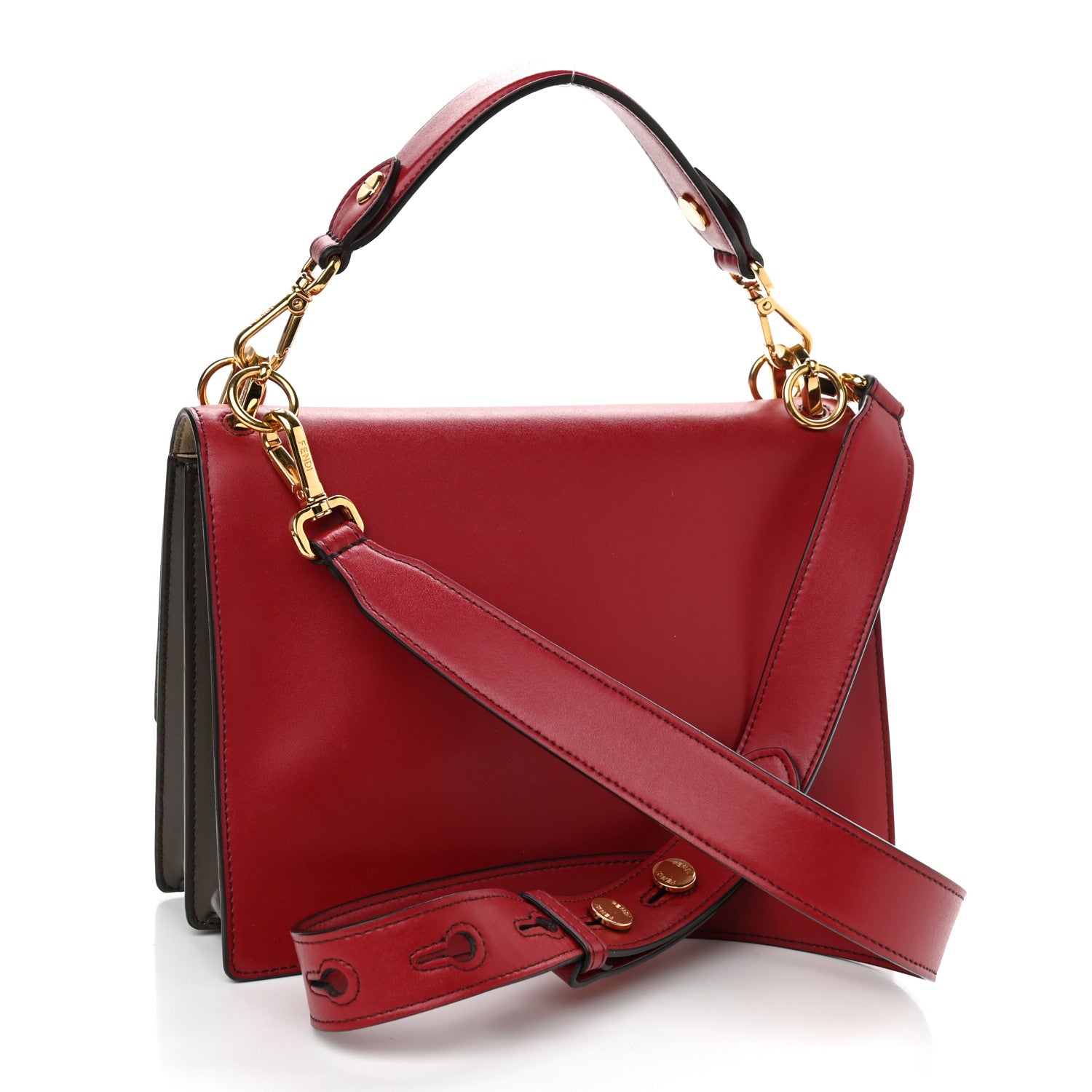 Fendi Calfskin Kan I Shoulder Bag Red Multicolor 3 of 11