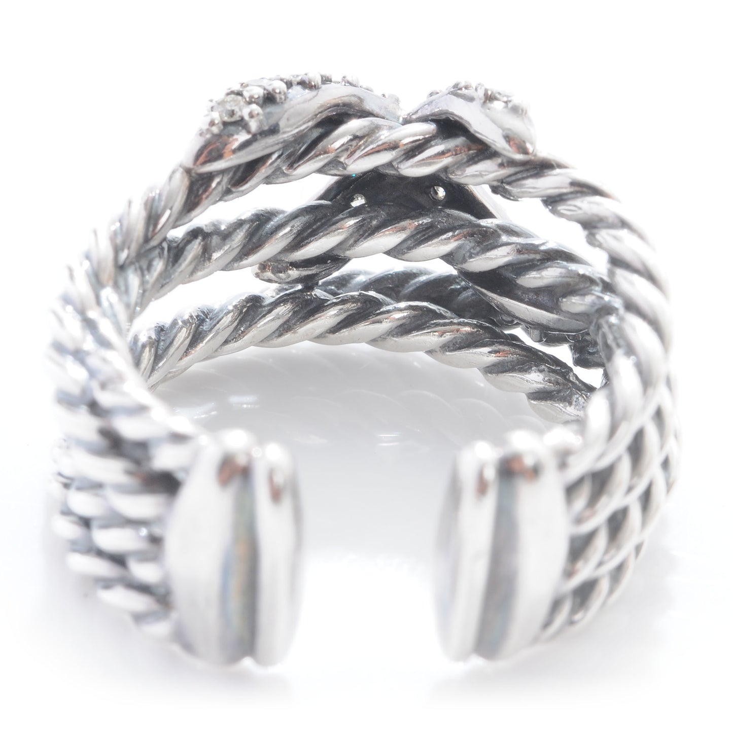 Sterling Silver Diamond Multi Cable X Ring 6.5
