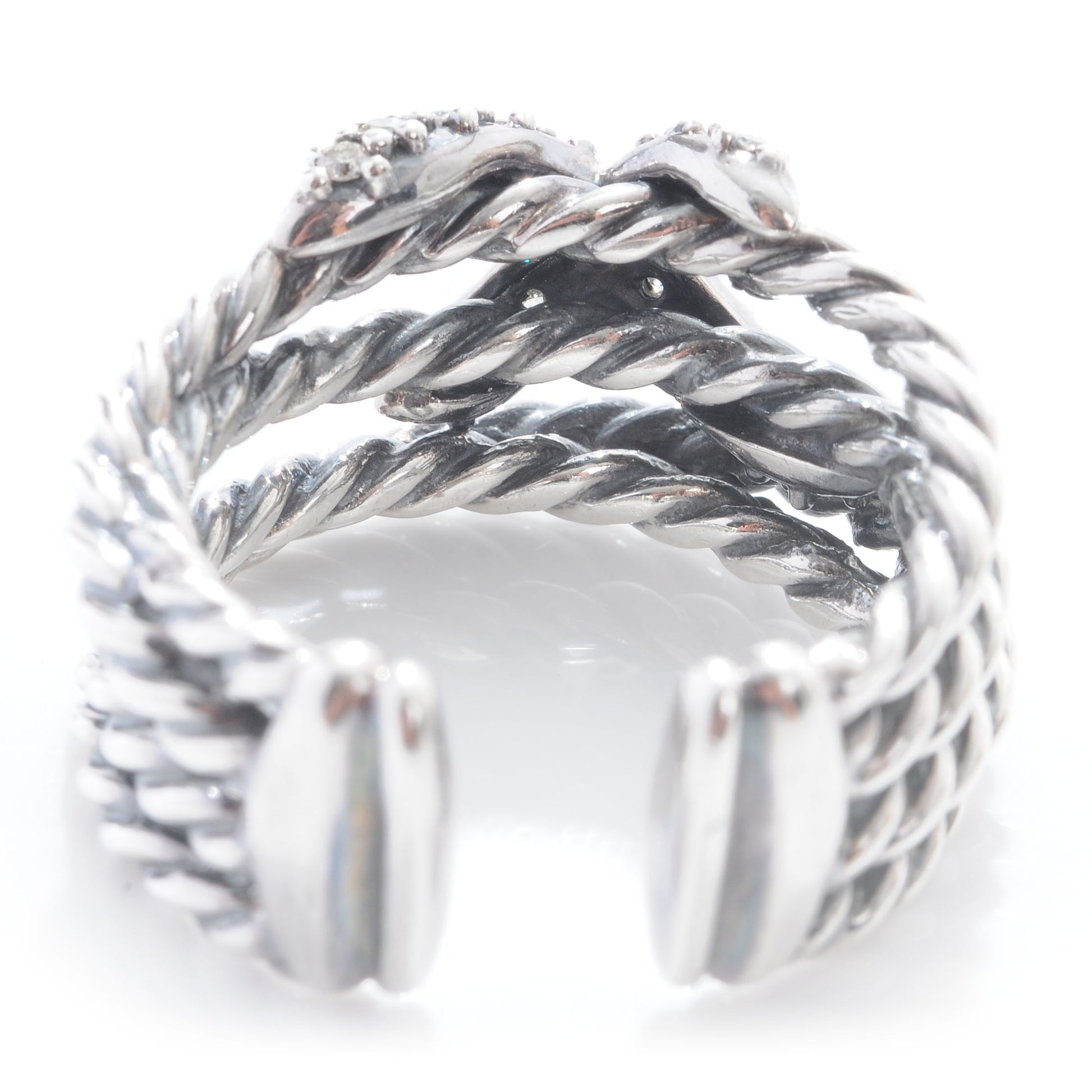 David Yurman Sterling Silver Diamond Multi Cable X Ring 6.5 3 of 7