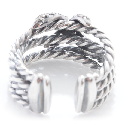 David Yurman Sterling Silver Diamond Multi Cable X Ring 6.5 3 of 7
