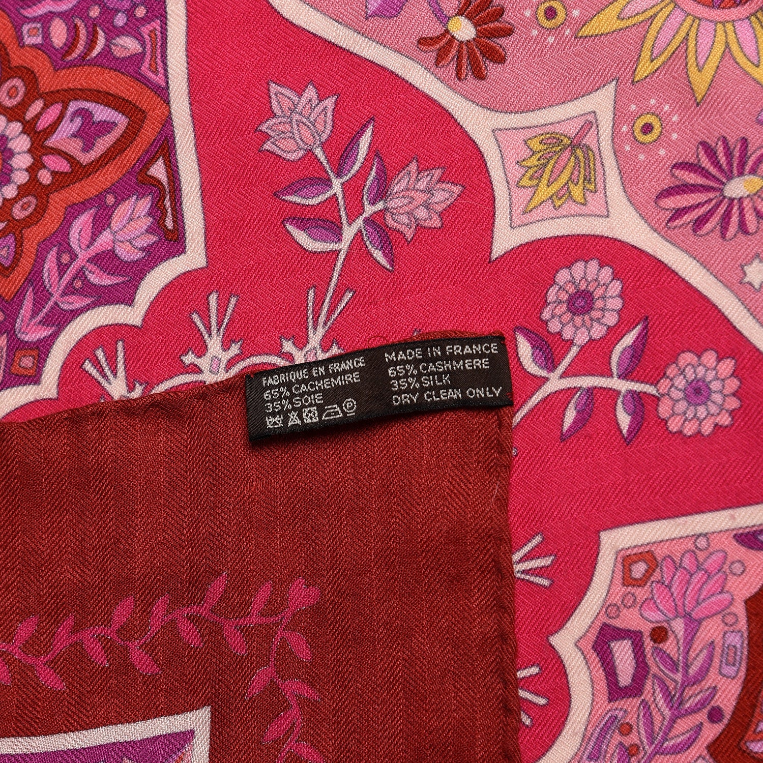 Hermes Cashmere Silk Aux Portes Du Palais Shawl 140 Framboise Rose Mauve 4 of 6