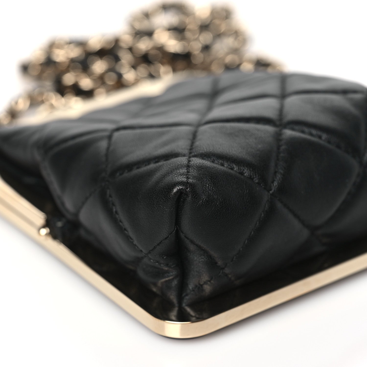 Chanel Lambskin Plexi Quilted CC Evening Clutch With Chain Black 9 of 10