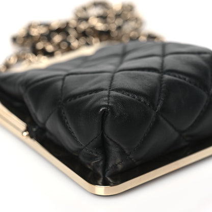 Chanel Lambskin Plexi Quilted CC Evening Clutch With Chain Black 9 of 10