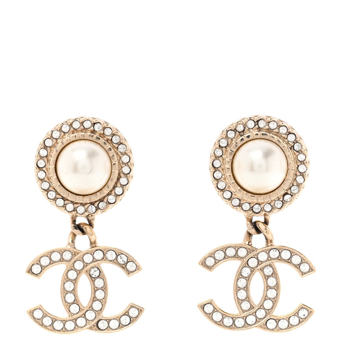Crystal Pearl Bow-tiful CC Drop Earrings Gold
