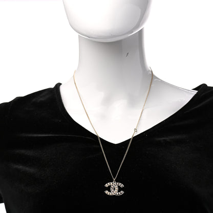 Chanel Pearl Crystal CC Pendant Necklace Gold 2 of 5