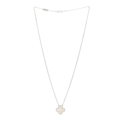 Van Cleef & Arpels 18K White Gold Mother of Pearl Vintage Alhambra Pendant Necklace 3 of 5