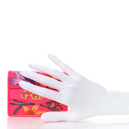 Gucci Calfskin Flora Print Zumi Card Case Fuxia Fluo 2 of 8