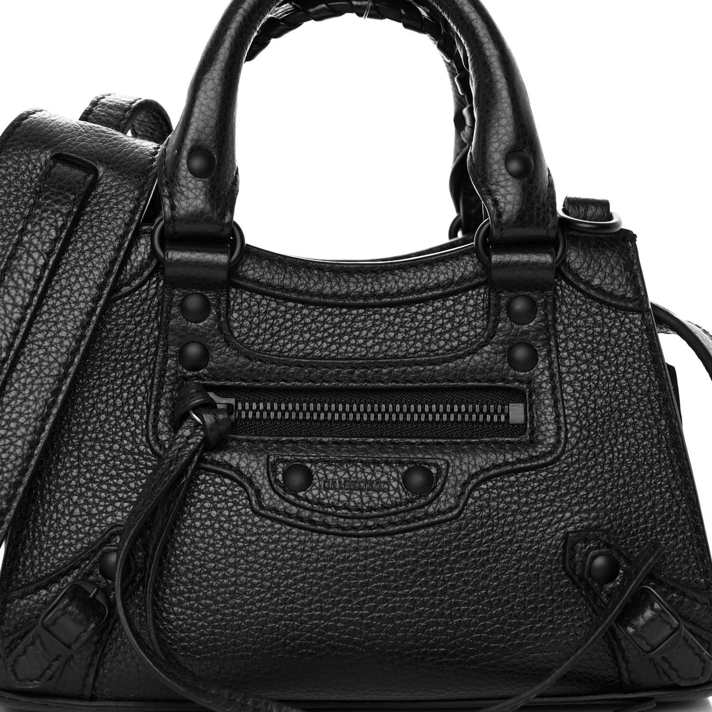Grained Calfskin Neo Classic Black Hardware Nano City Crossbody Black