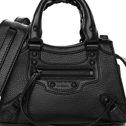 Balenciaga Grained Calfskin Neo Classic Black Hardware Nano City Crossbody Black 7 of 9