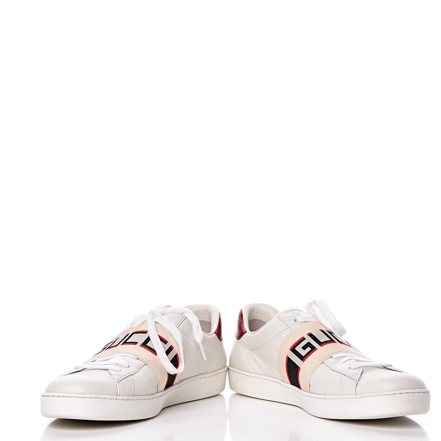Gucci Calfskin Stripe Mens New Ace Sneakers 9.5 White Ecru Red Flame 5 of 15
