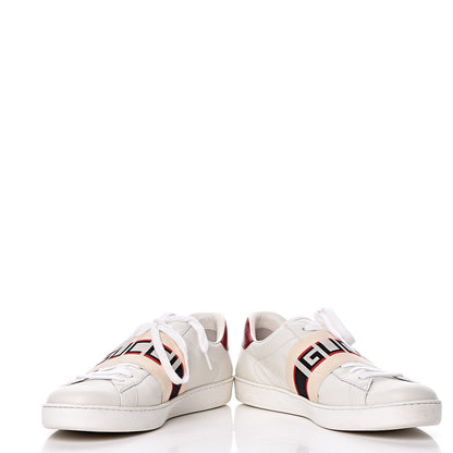 Gucci Calfskin Stripe Mens New Ace Sneakers 9.5 White Ecru Red Flame 5 of 15
