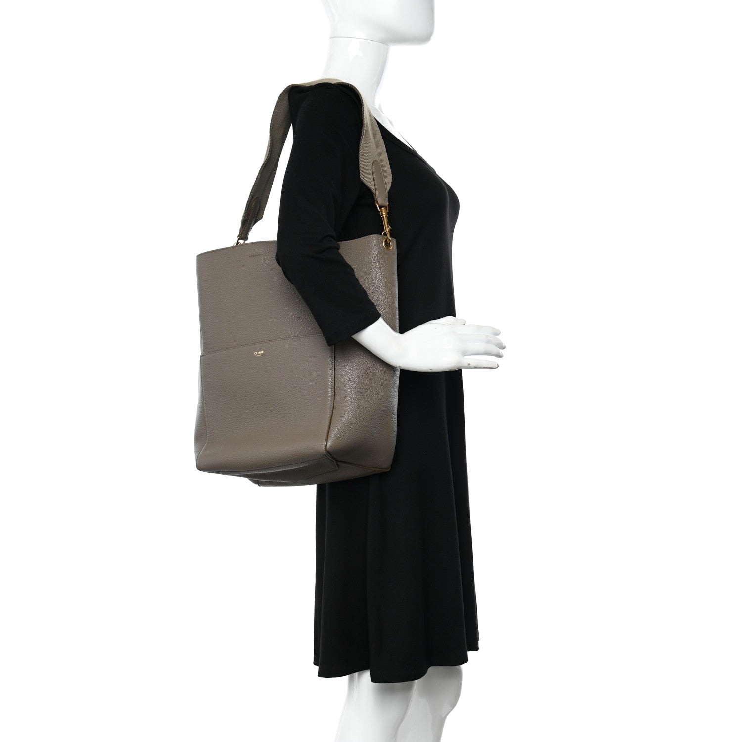 Celine Soft Grained Calfskin Sangle Bucket Bag Taupe 2 of 11