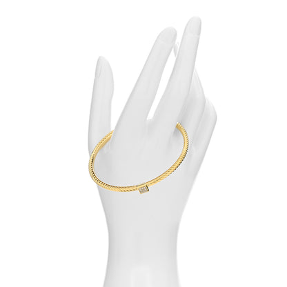 David Yurman 18K Yellow Gold Diamond Square Station Bangle Bracelet 2 of 4