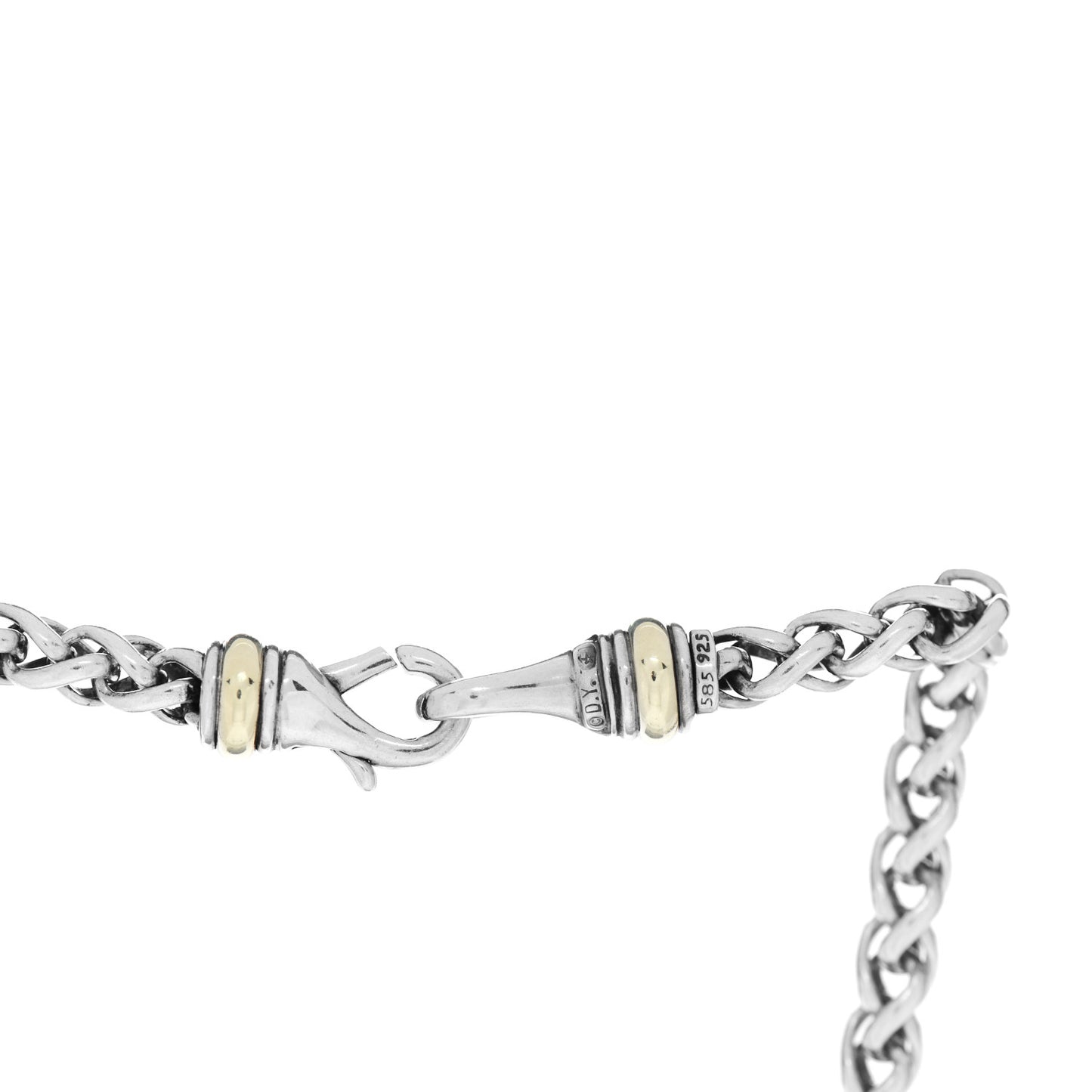 Sterling Silver 14K Yellow Gold 8mm Wheat Chain Necklace