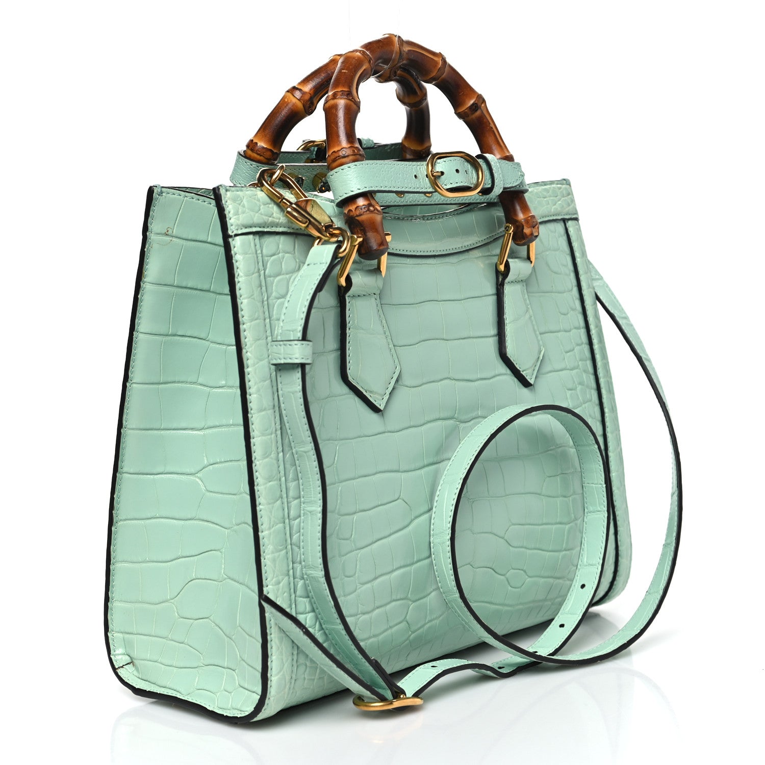 Gucci Alligator Small Diana Tote Bag Green 3 of 12