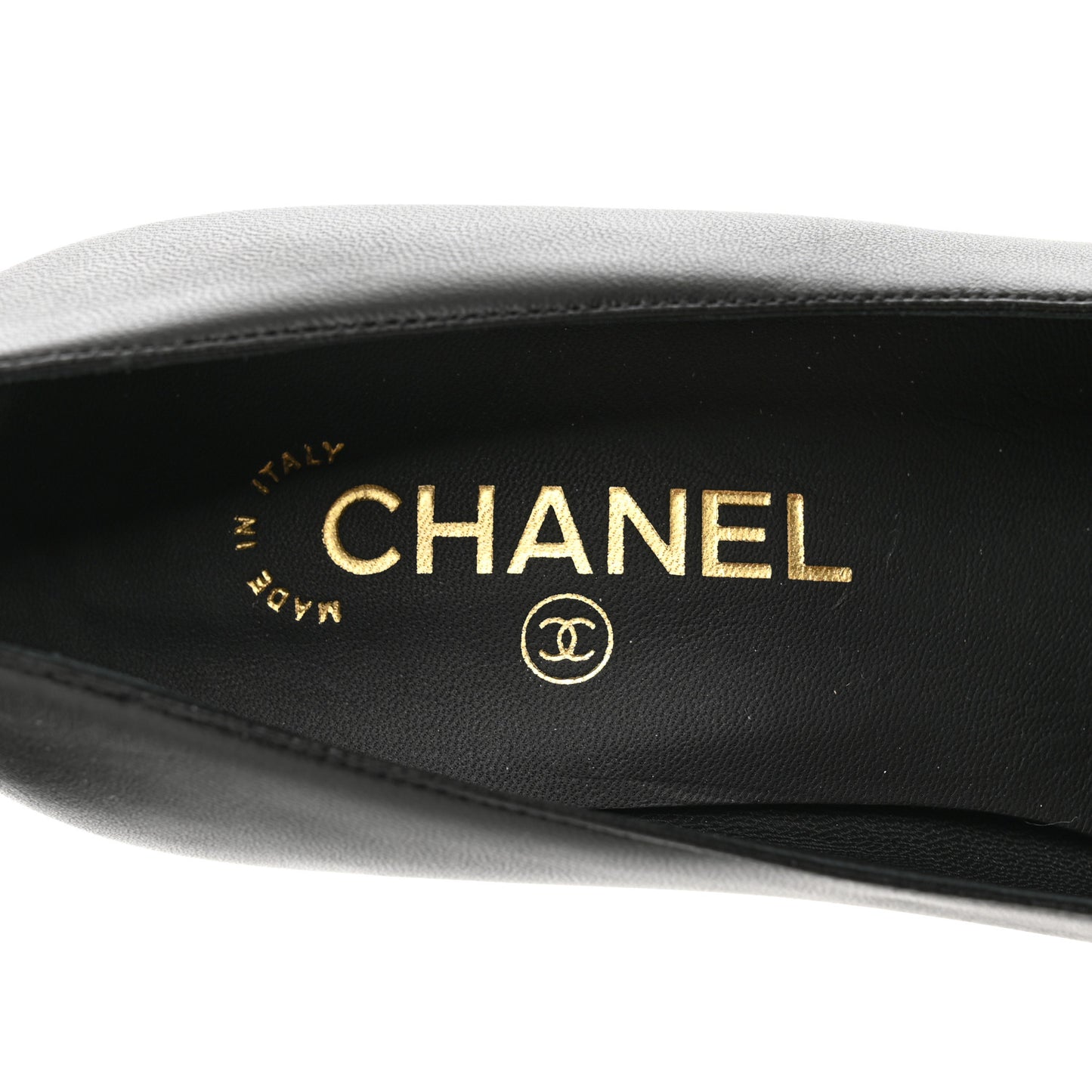 Lambskin Patent Calfskin Cap Toe CC Pumps 38 Black