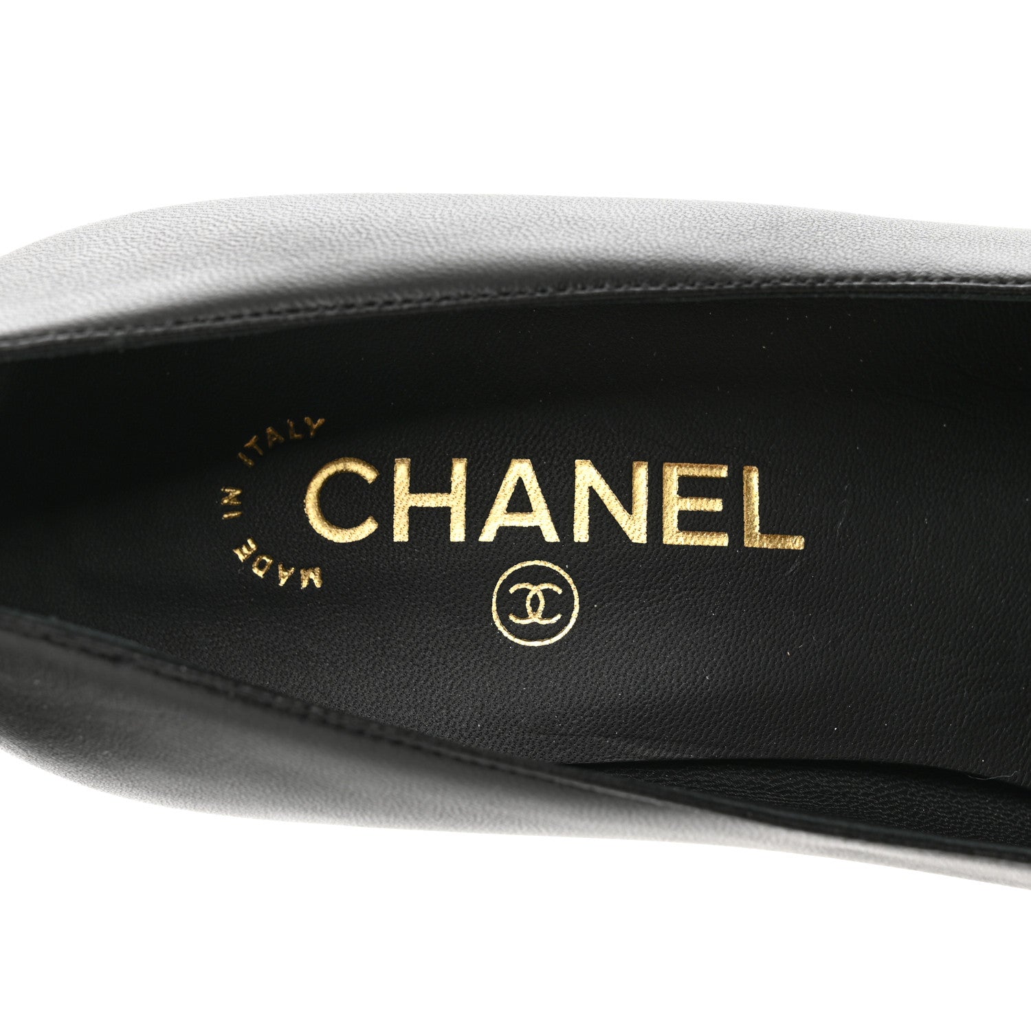 Chanel Lambskin Patent Calfskin Cap Toe CC Pumps 38 Black 7 of 9