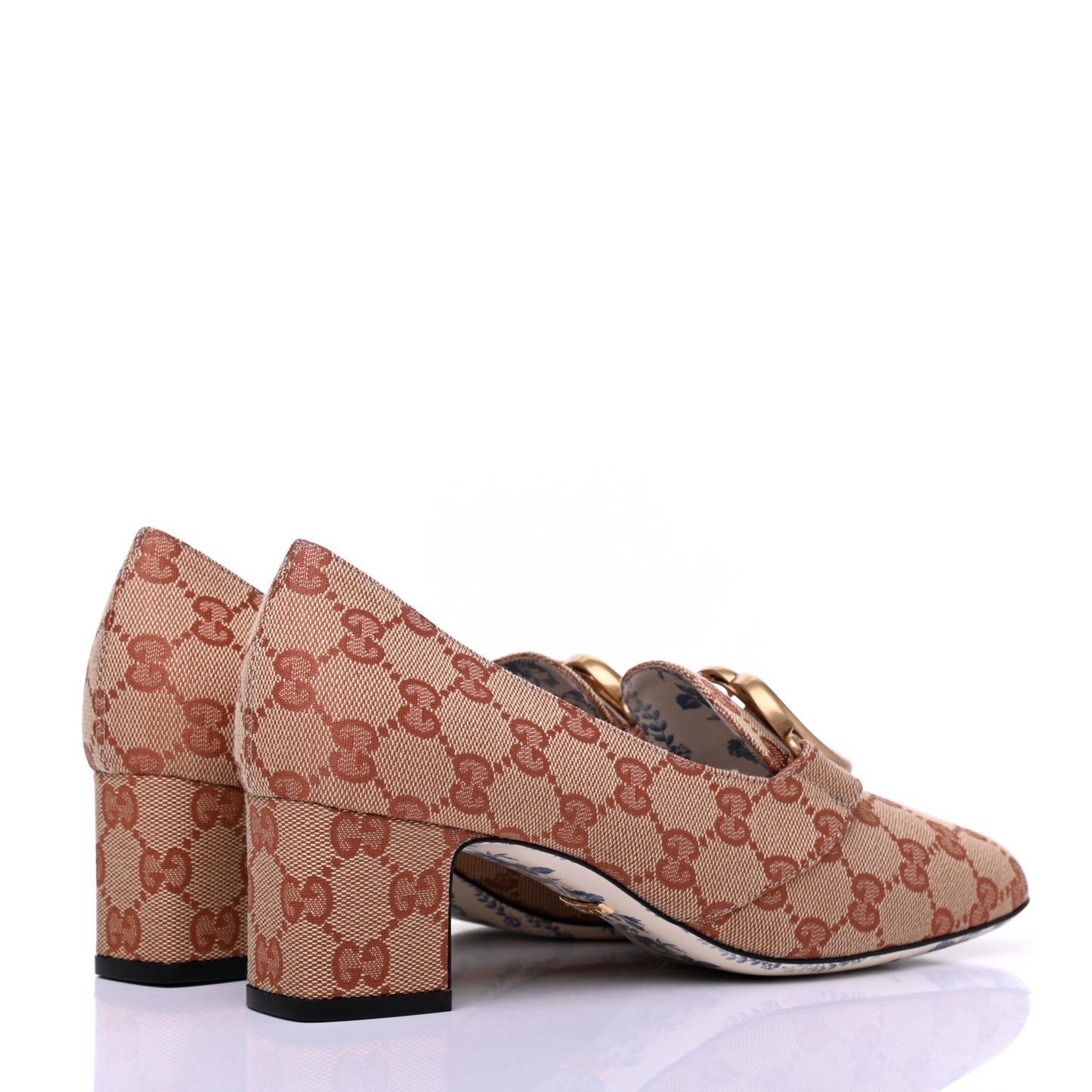 Monogram GG Victoire 55mm Loafer Pumps 38 Beige Ruggine
