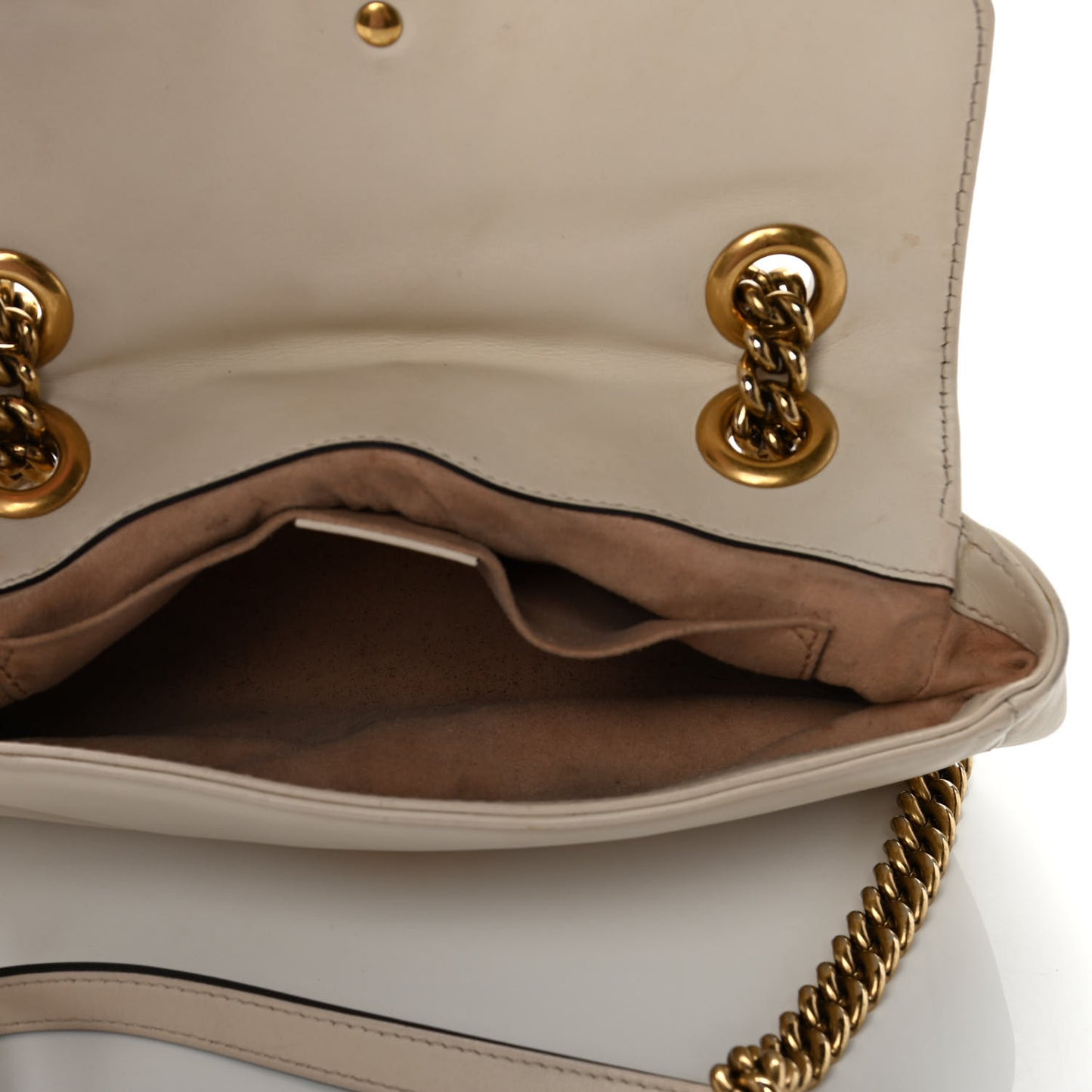 Calfskin Matelasse Mini GG Marmont Shoulder Bag White