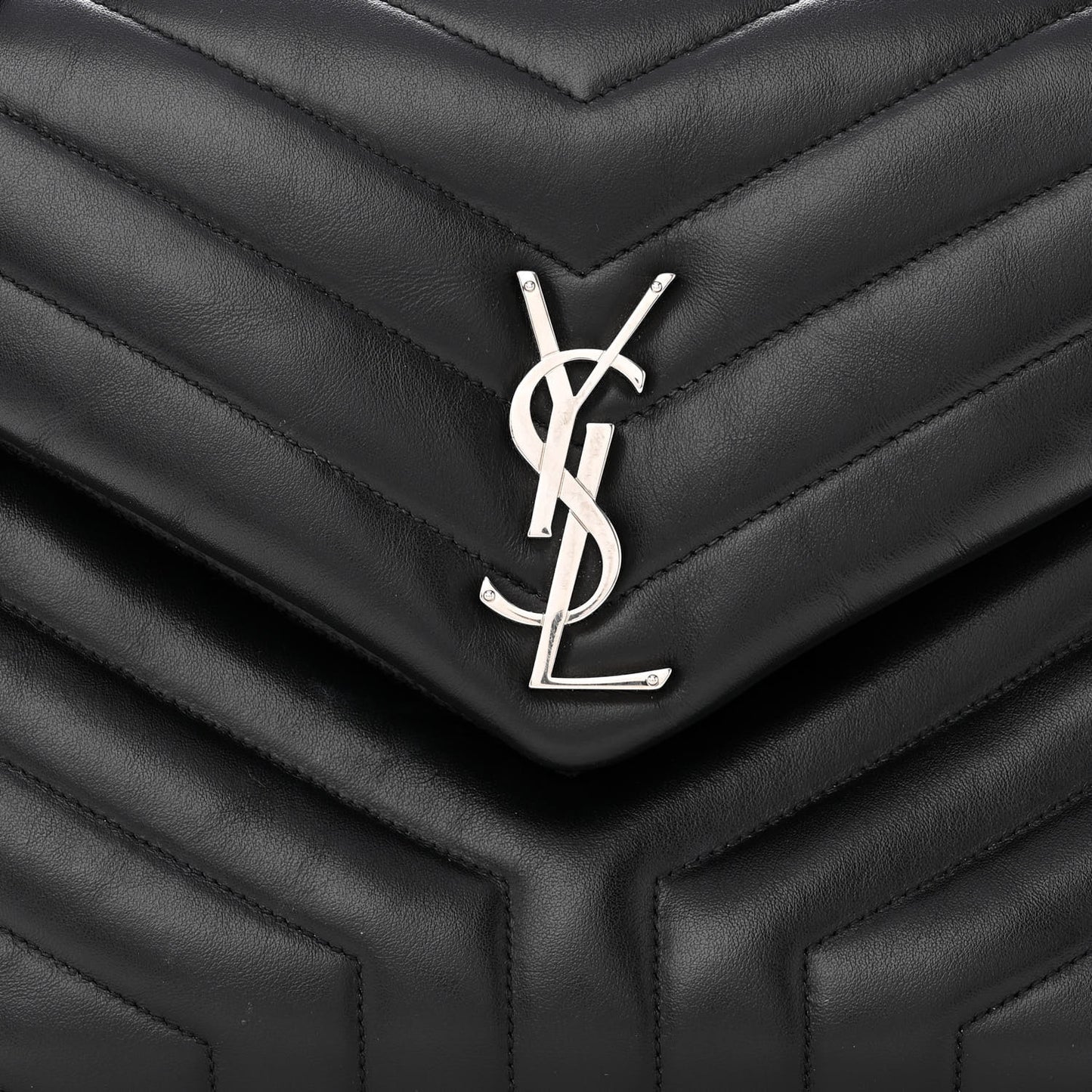 Calfskin Y Quilted Monogram Medium Loulou Chain Satchel Black