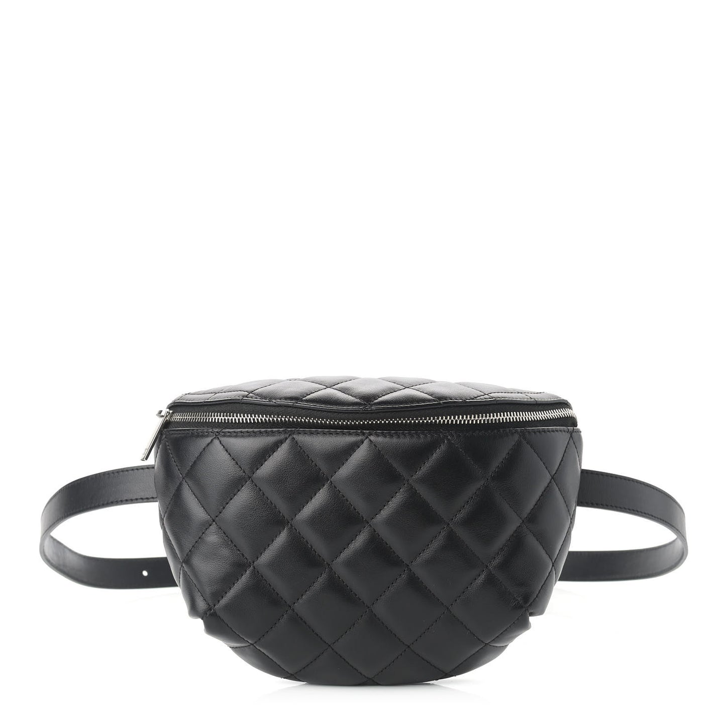 Lambskin Quilted Waist Belt Bag Black