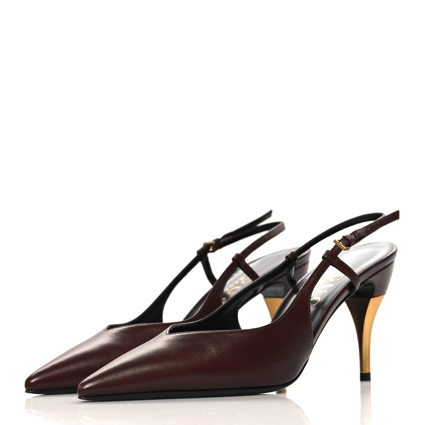 Calfskin Slingback Pumps 36.5 Dark Brown