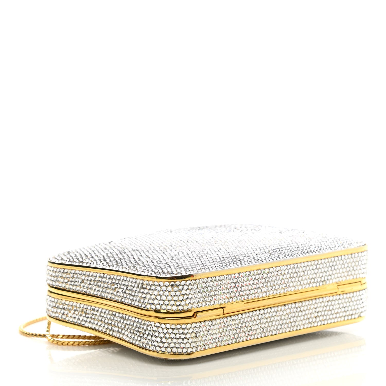 Judith Leiber Swarovski Crystal Minaudiere Clutch Gold 4 of 13