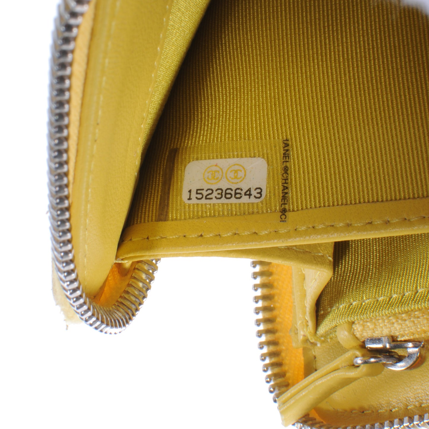 Lambskin Quilted Zip Around Wallet Yellow