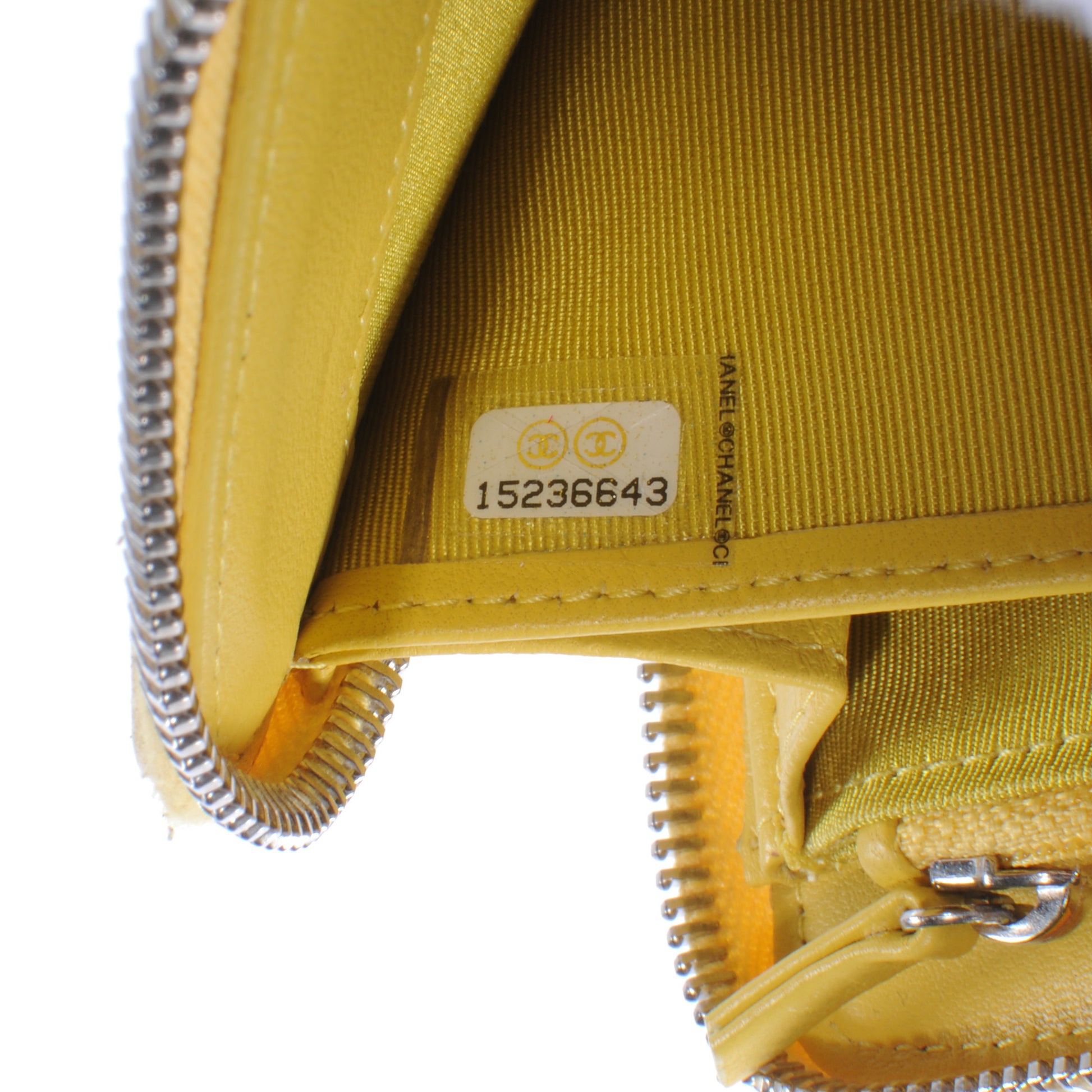 Chanel Lambskin Quilted Zip Around Wallet Yellow 7 of 7