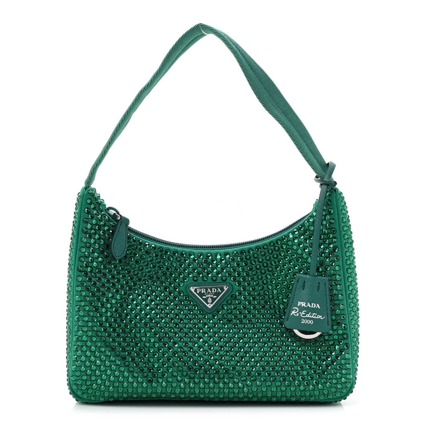 Prada Satin Crystal Mini Re-Edition 2000 Bag Mango 1 of 9